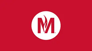 Meeting Background Red background with white circle M-symbol