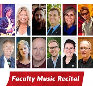Faculty profile photos participating in the faculty music recital